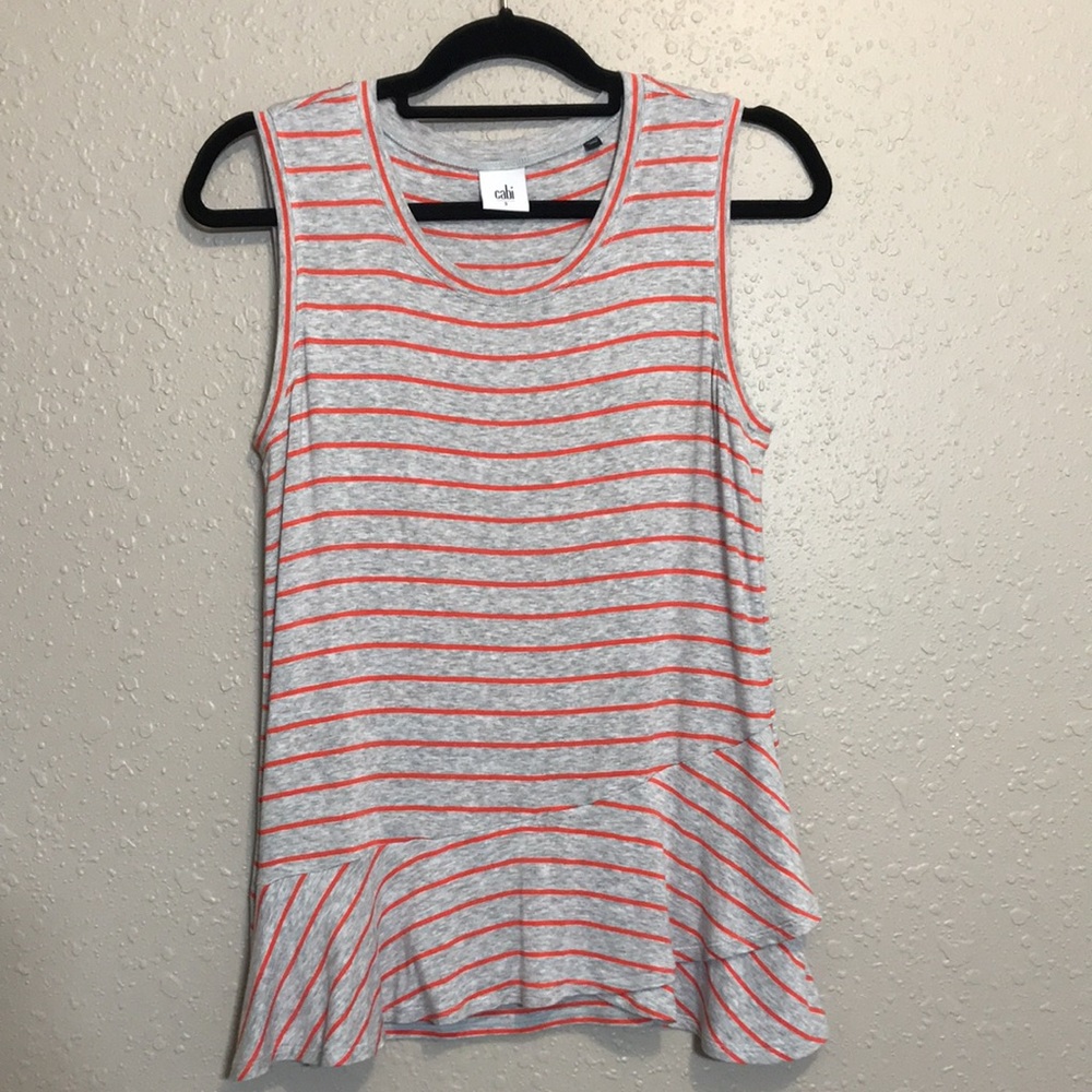 CAbi Ruffle Striped Tank Top Sz S
